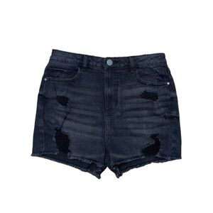 No Boundaries Shorts Women’s Size 9 US Black‎ Denim Distressed High-Rise NWT